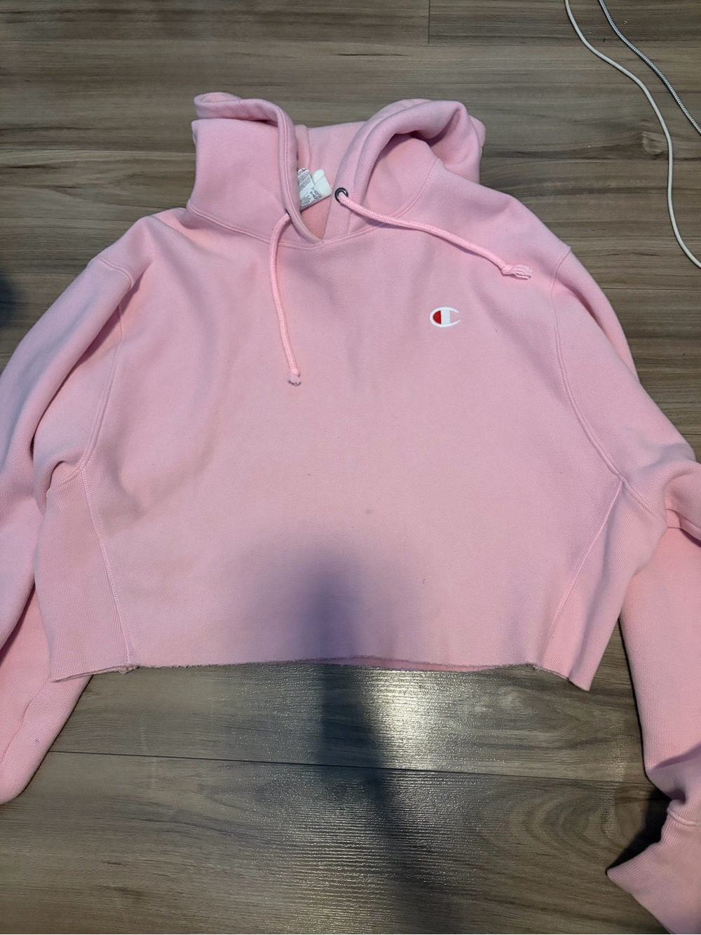 Champion Pastel Pink Cropped Hoodie Sweatshirt